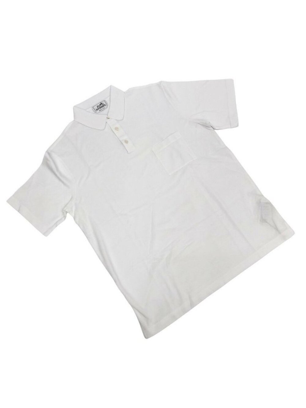 Hermes Short Sleeve Polo Shirt White Cotton Vintage XL